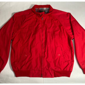 Eddie Bauer Mens red jacket coat full zip mock collar made in Hong Kong XL